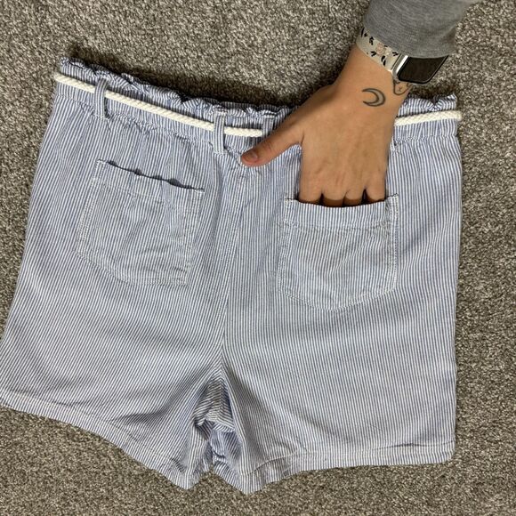 Alex & Jordan Shorts Womens Small Blue White Seersucker Rope Belt Linen Blend - Picture 4 of 10